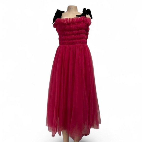 Molly Goddard hot pink tulle sleeveless velvet strap dress - Picture 2 of 10
